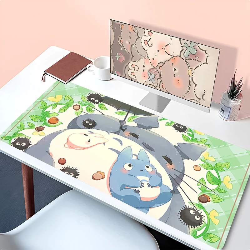 

Mouse Pad XXL Kawaii Anime Extended Desk Mat PC Green Plants T-totoro Keyboard Pad Laptop Cartoon Cute Mousepad Table Mouse Mat