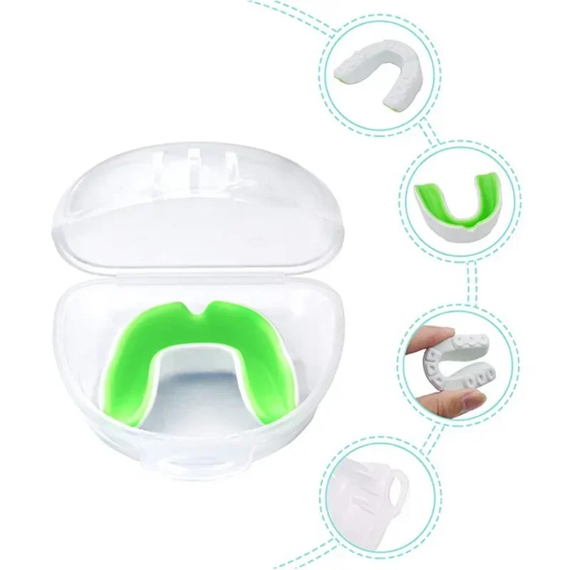 Two-colour Adult EVA Boxing Mouthguard Sports Teeth Braces Box Taekwondo Sanda Rugby MMA Mouth Guard Supplies with Box
