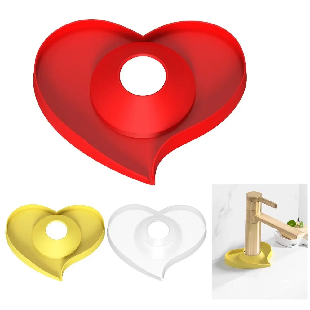 New Silicone Sink Faucet Mat Heart Shape Splash Diversion Drain Pad Multifunction Quick Dry Drip Catcher Mat Kitchen