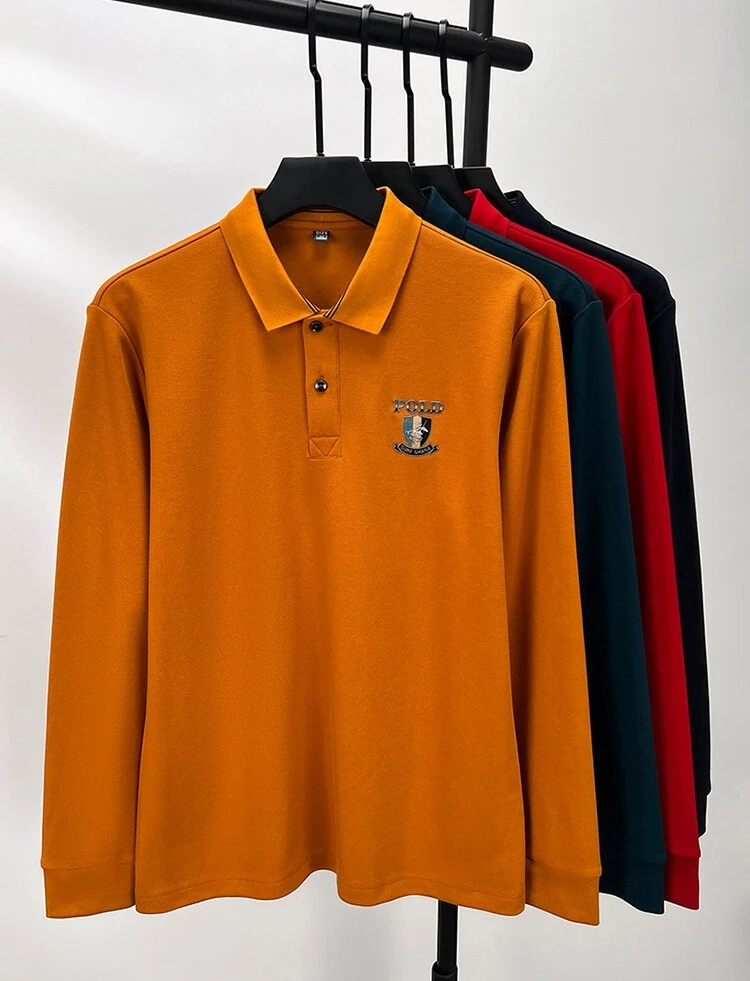 Comfortable cotton long sleeved men\'s luxurious polo shirt autumn fashion brand exquisite badge embroidery golf casual T-shirt