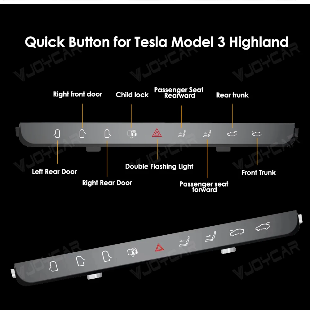 VJOYCAR Pulsante chiave funzionale per Tesla Model 3 Controller console centrale luci ambientali Highland Porte passeggeri aperte/bagagliaio