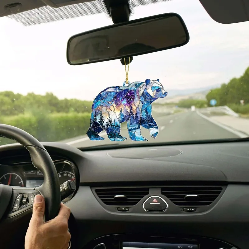 زخرفة الدب الزجاجي الملون الصناعي، ديكور شجرة عيد الميلاد للمقصورة الريفية، هدية الحياة البرية الشتوية لمحبي الطبيعة، تبادل الهدايا #6