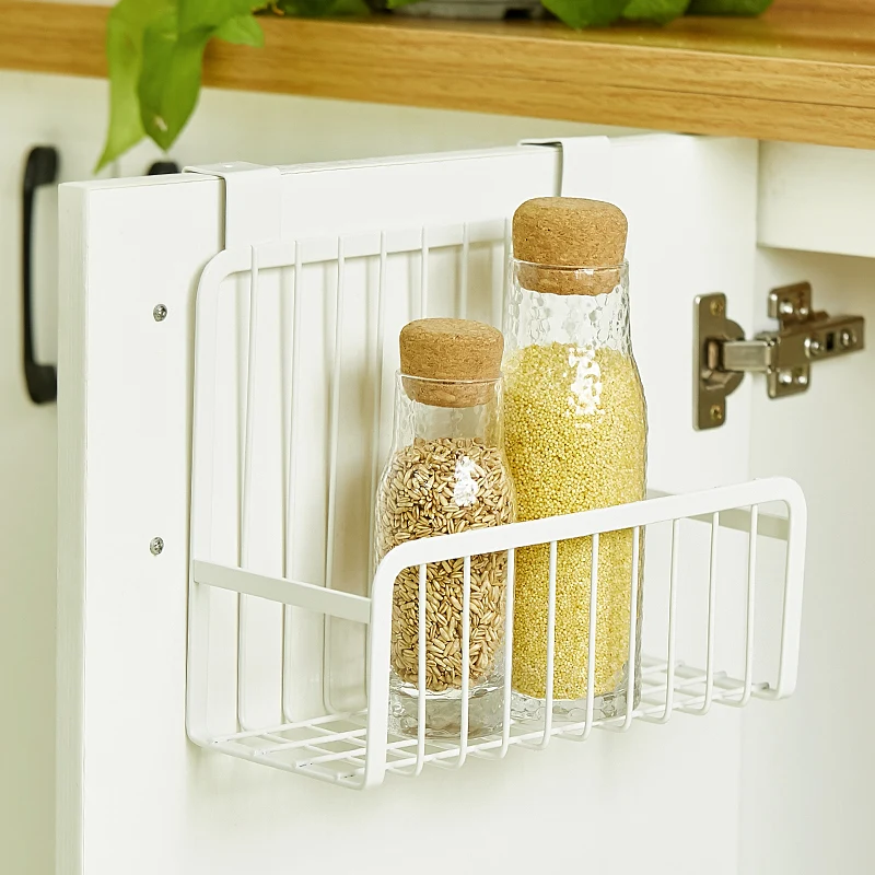 JONSOON Over the Cabinet Door Basket Hanger Storage Basket Cabinet Over Door Hanging  Food Container Spices Bottle Kitchen Rack