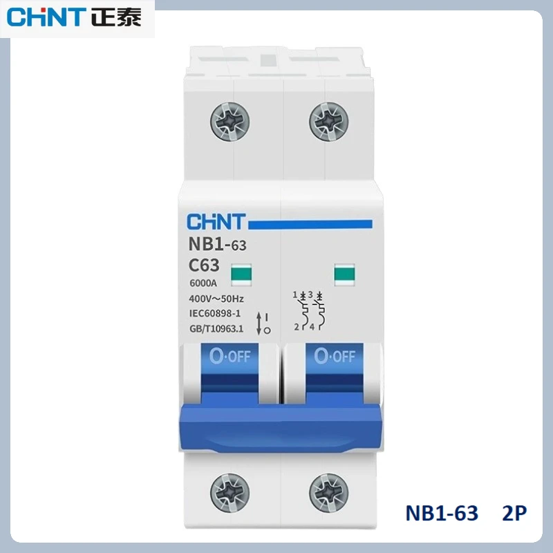 

Автоматический выключатель Chint NB1-63 2P 10-63A типа C, огнестойкая защита от перегрузки, прочный для домашних электрических цепей DZ30 DZ40