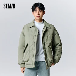 Semir Jacket Men 2023 Winter New Lapel Pilot Thin Cotton Jacket Fashionable Temperament Warm Loose Jacket