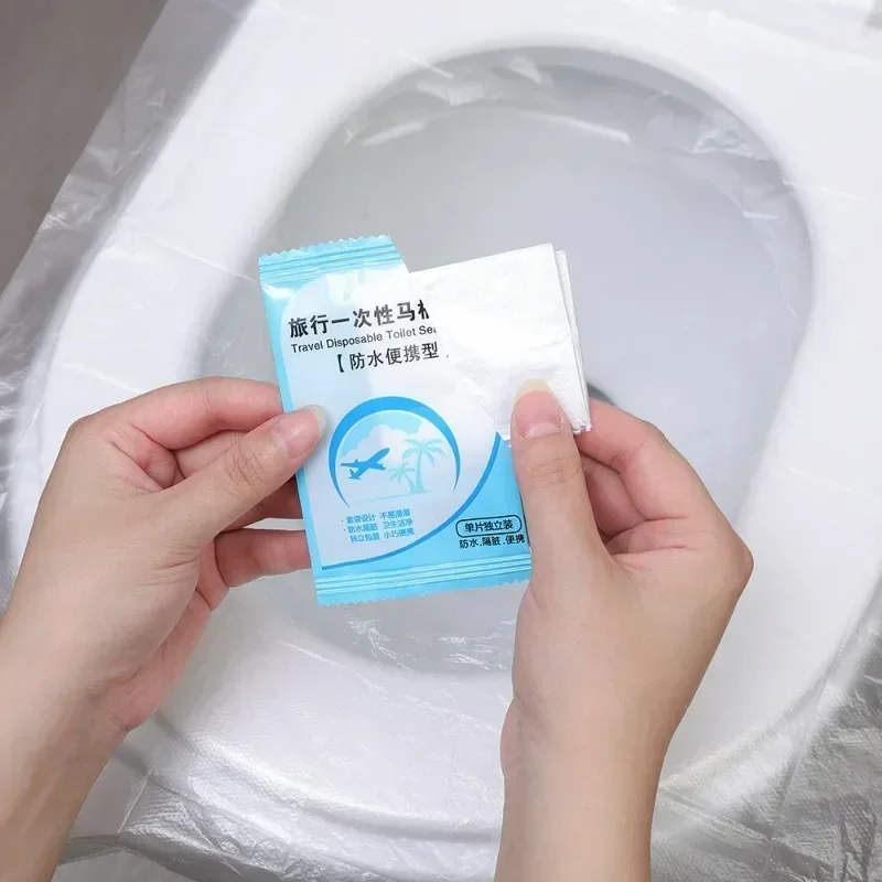 5/100PCS Plastic Disposable Toilet Seat Cover Portable Safety Toilet Cushion Waterproof Travel Hotel Bathroom Toilet Seat Covers