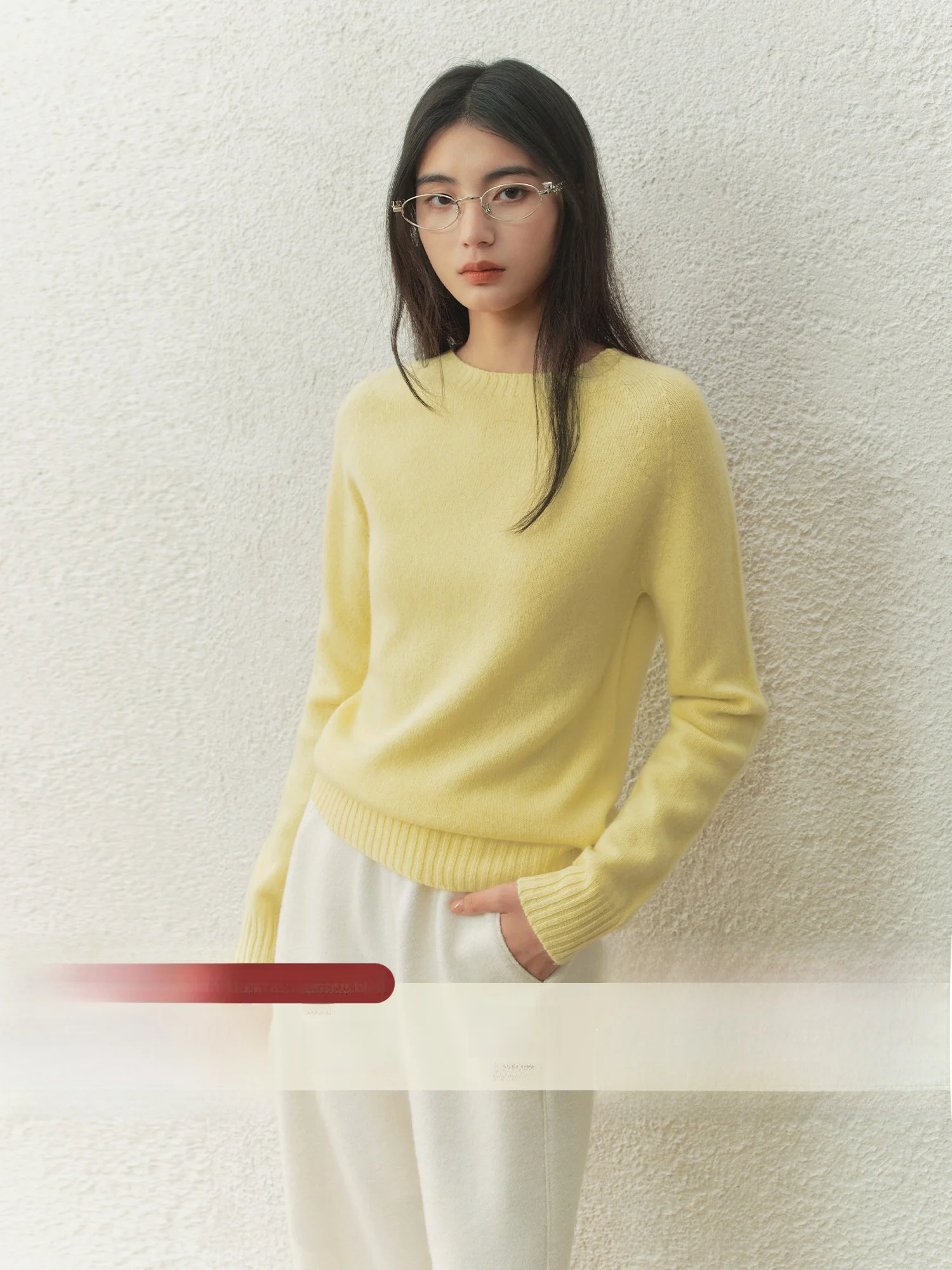 

Элегантный вязаный шерстяной свитер с длинным рукавом для женщин, укороченный пуловер с круглым вырезом, осенне-зимний облегающий топ