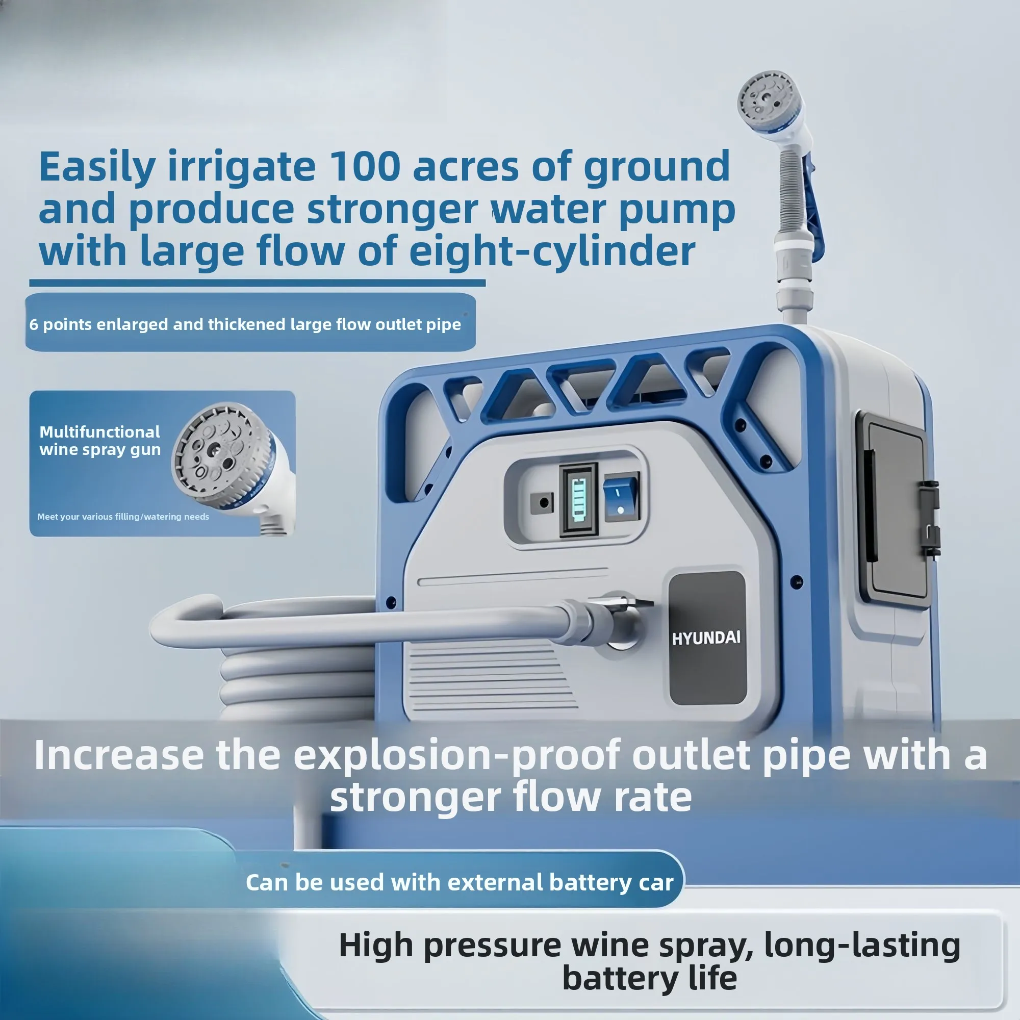 

Современный насос для полива овощей, высокое давление, высокая мощность, литиевая батарея, многофункциональный портативный бытовой уличный насос
