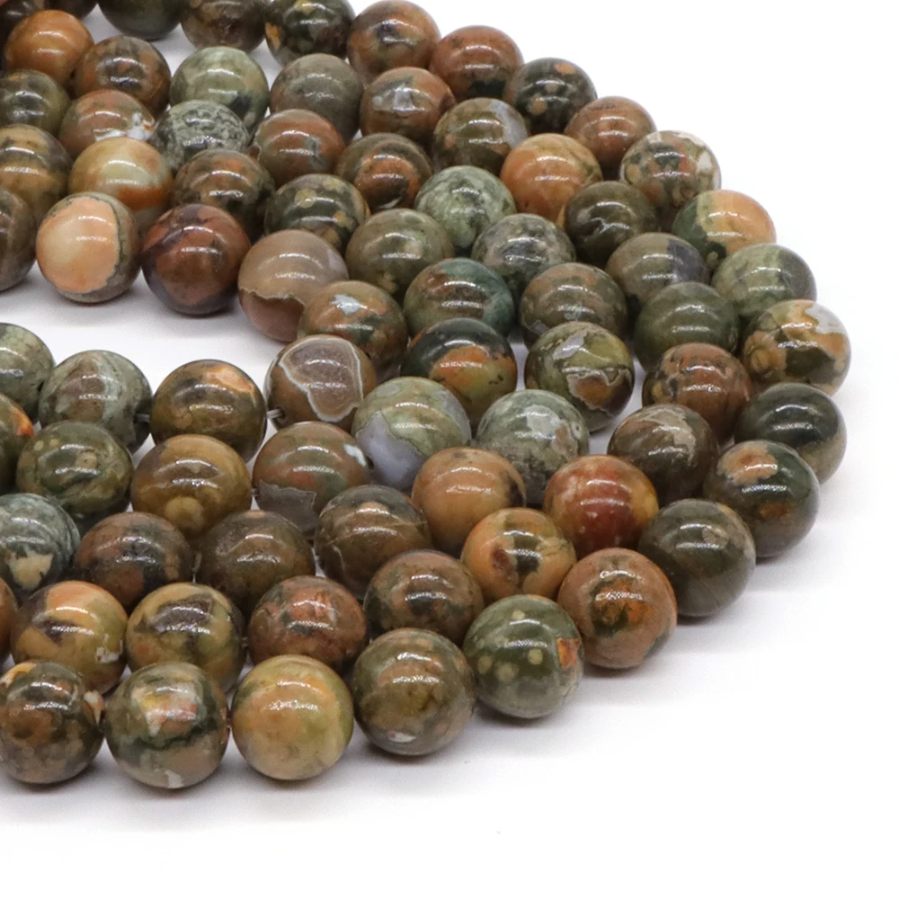 Natural Stones Green Rainforest Jasper Round Loose Spacer Beads Accessories For Jewelry Making DIY Bracelet Necklace 4-10mm