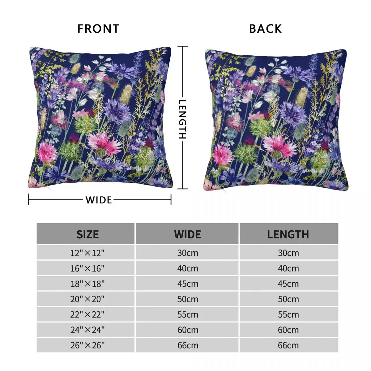 Flower Meadow Cornflowers Lavender Pillowcase Polyester Linen Velvet Printed Zip Decor Pillow Case Home Cushion Cover 18