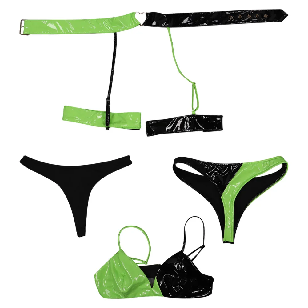 Shego Costume Cosplay Lingerie Biancheria intima sexy Top Pantaloni Abiti Halloween Carnevale Festa Travestimento Vestito per donne Donne Adulte