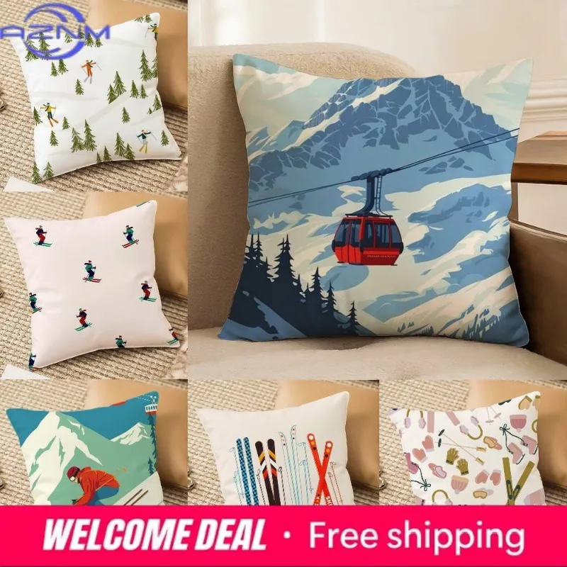 Ski Resort Prop Pillow Case Printing Pillowcase Living Room Sofa Cushion Cover Bedroom Room Decor