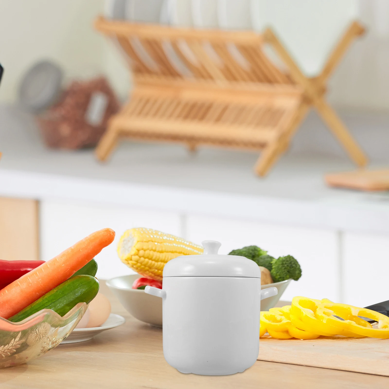 

600Ml Ceramic Soup Crocks with Lid Small Porcelain Stew Pots Dual Handles for Even Heating Cooking At Home Or Restaurant