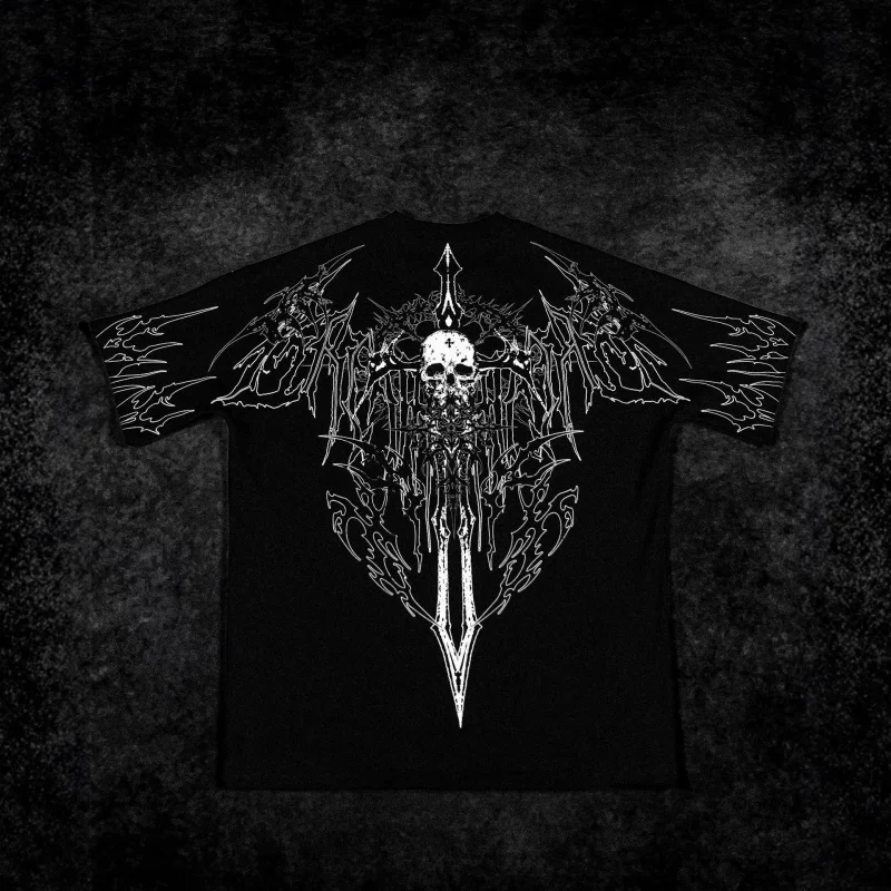 2026 Summer New Design American Trendy Men's Extra Large T-Shirt with Sword Print, Casual and Fashionable Trendy Short Sleeve