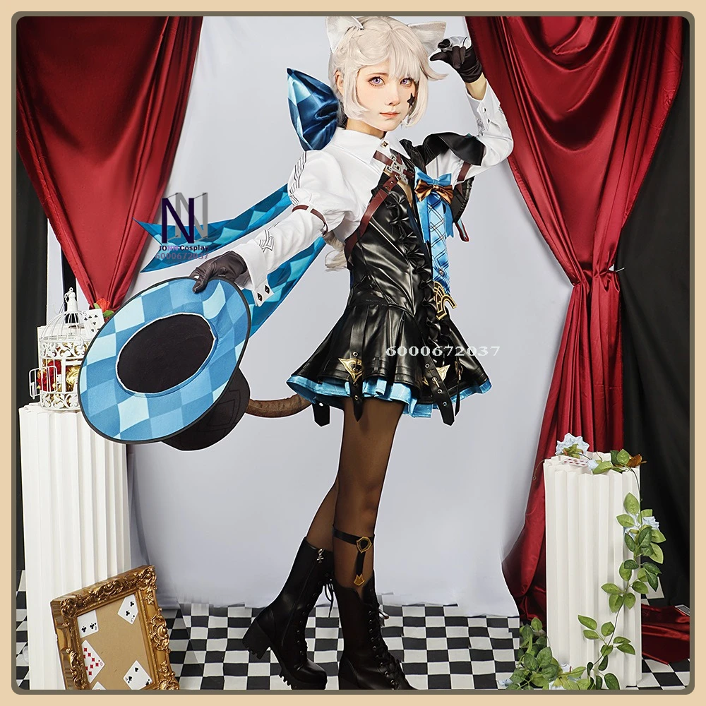 

Genshin Impact Lynette Anime Outfit - High Quality Full Set Women's Ruffled Sleeves + Bow Accessory Cosplay Halloween Attire