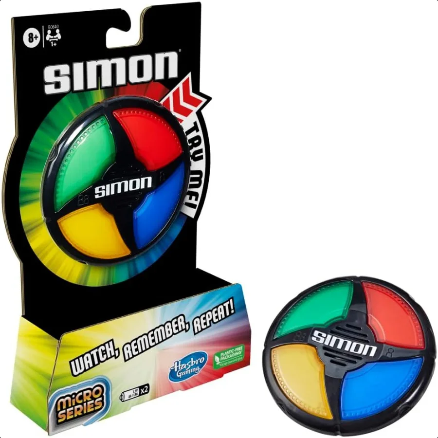 

Электронная игра Hasbro Gaming Simon Micro Series для 1 или более игроков. Классический игровой гра Simon в компактном размерах. Веселая игра для вечеринок.