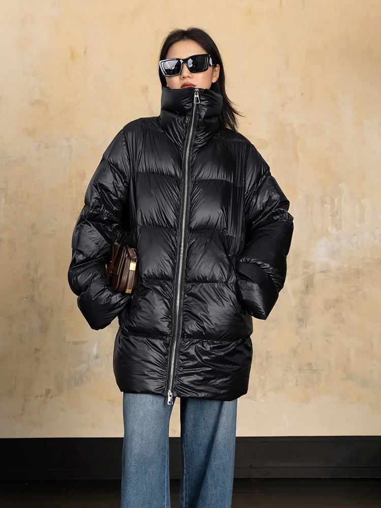 

Trendy Women's Mid-Length down Jaet White Goose down Fabric Zero Prure No Side S Stand Collar Outerwear Coat