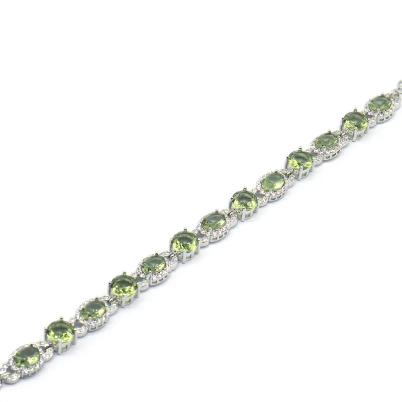 25x9 مللي متر جديد تصميم SheCrown جديد حجر ايوليت الأخضر جمشت البنفسجي تنزانيت تشيكوسلوفاكيا الإناث الفضة سوار 8-9 بوصة