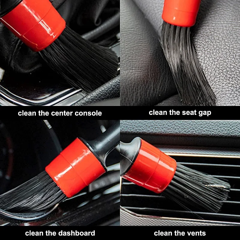 17 PCS Auto Detailing Brush Set Non-slip Rubber Handle Detail Brush Kit for Car Interior Exterior Air Vents Clean Accessories