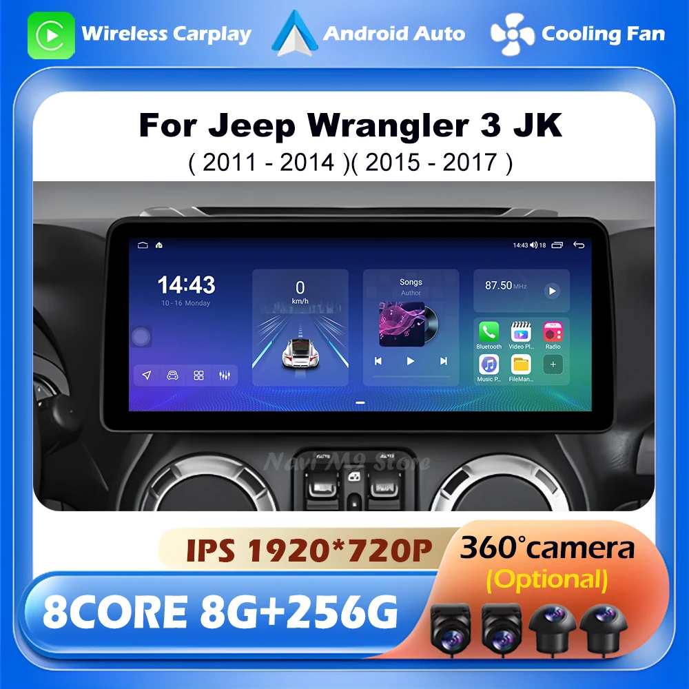 

Android 14 Auto Wireless CarPlay For Jeep Wrangler 3 JK 2011-2014 2015 - 2017Car Radio Multimedia Player Navigation GPS 4G WIFI