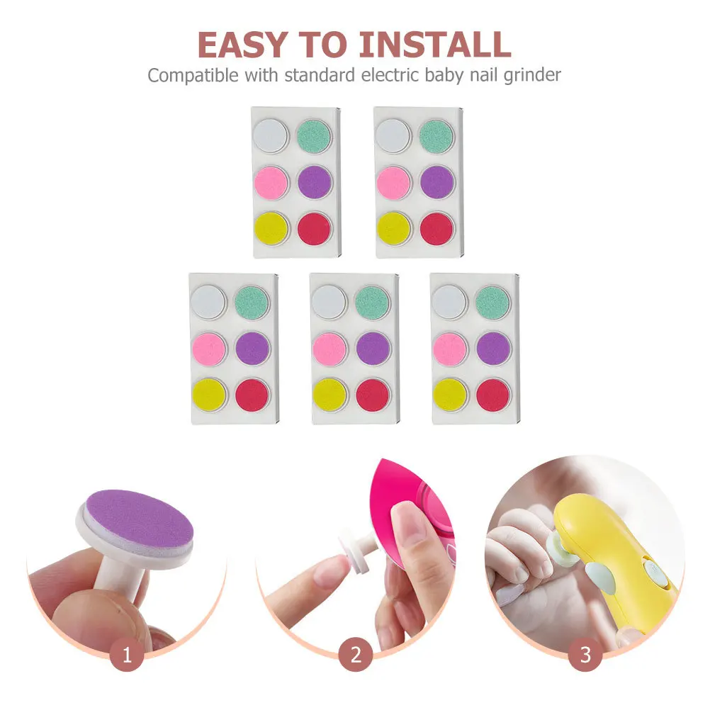 

30pcs Baby Grinding Head Replacement For Electric Trimmer Compatible Infant Nail Care Tool Safe Material Ergonomic Design Nail
