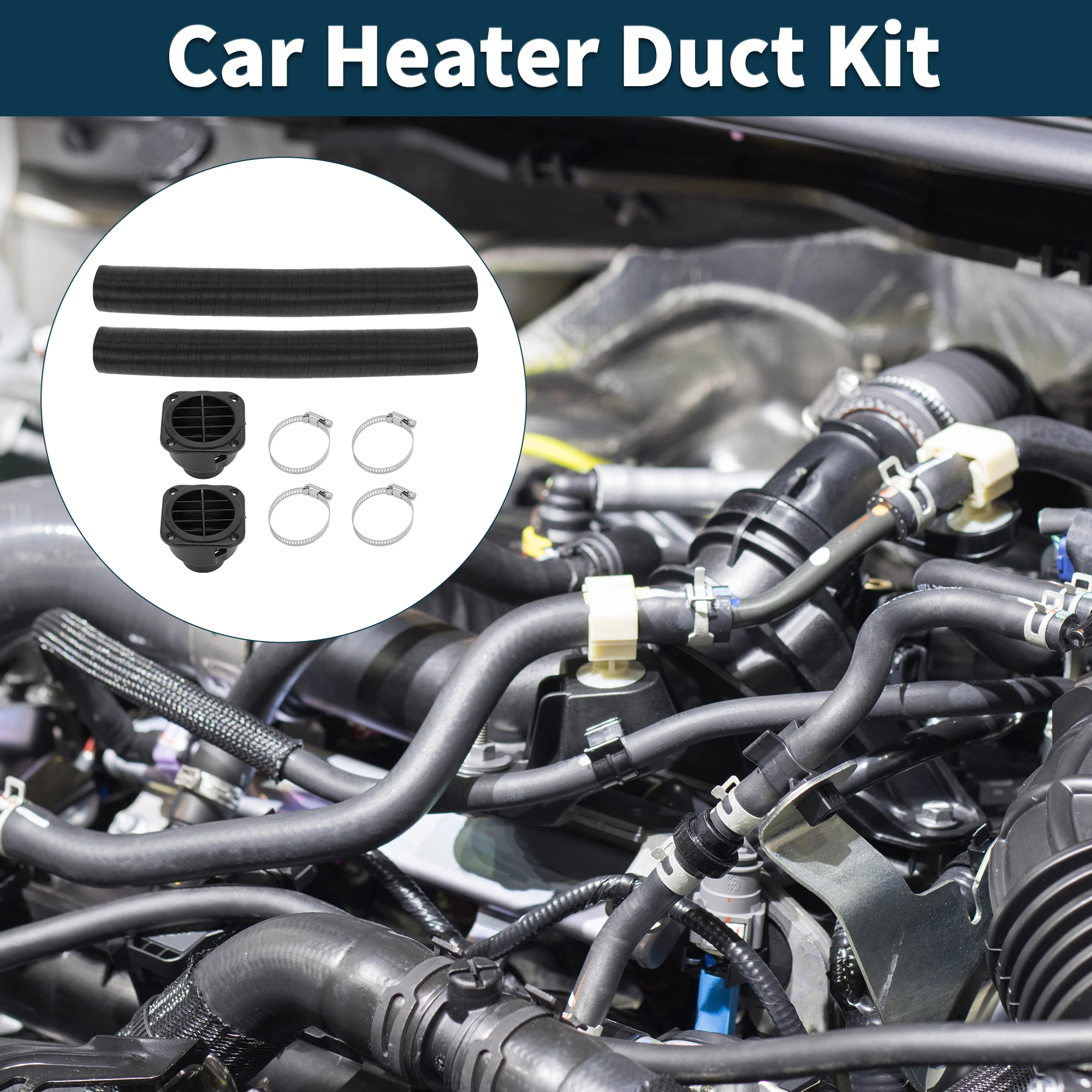 

UXCELL Car Truck RV Bus Van Boat Car Heater Duct Kit Car Heater Duct Pipe Hose Set with Heater Pipe 42mm ID 80cm Max l