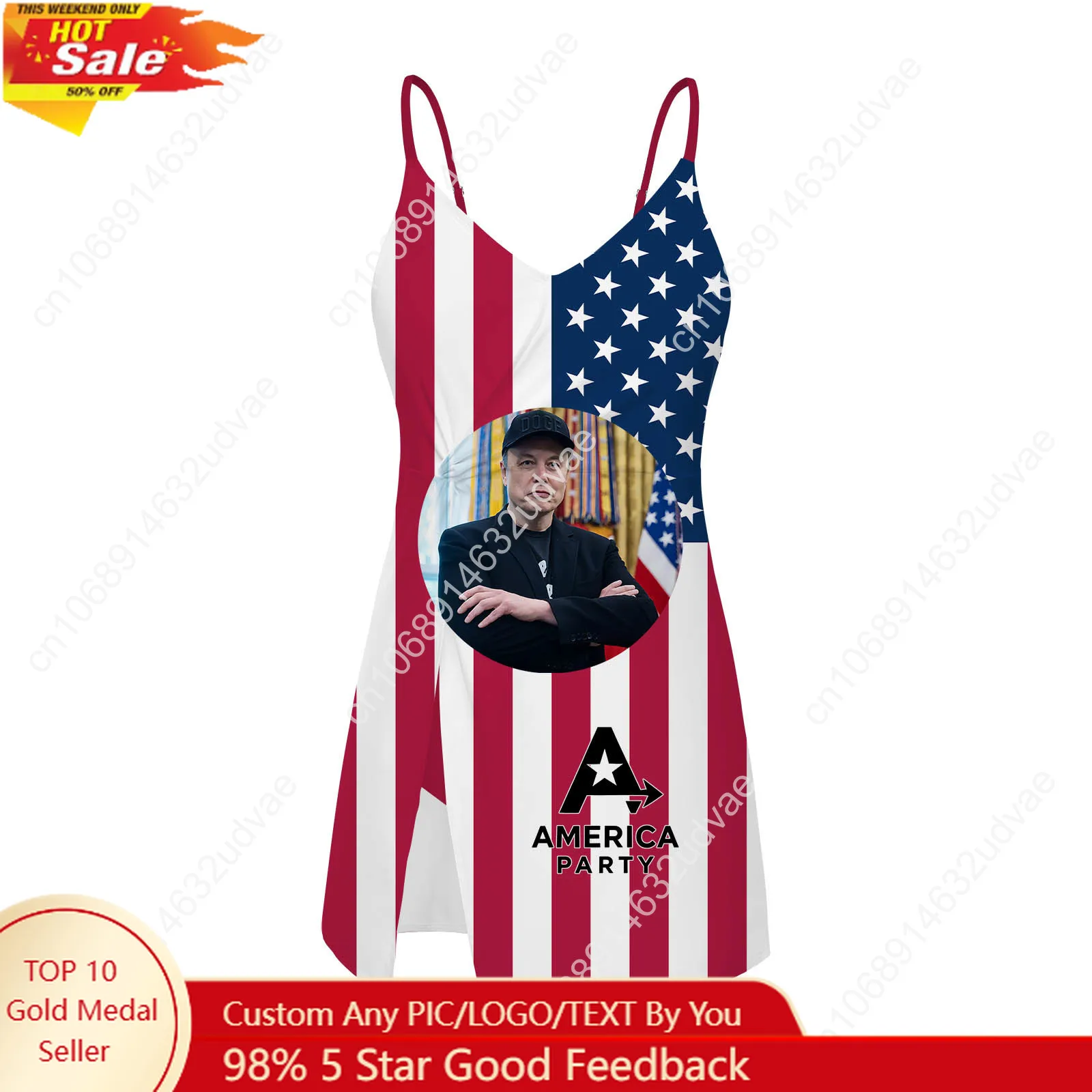 

America Party Sling Dress Swimsuit Womens Bathing Suits Elon Musk Personalized Fashion Swimwear Bikini Custom Made Beachwear