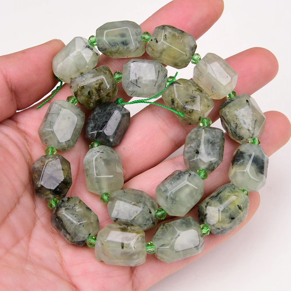 

APDGG Натуральный Зеленый Пренитовый Самородок Кварцевые Бусины 15 Дюймов