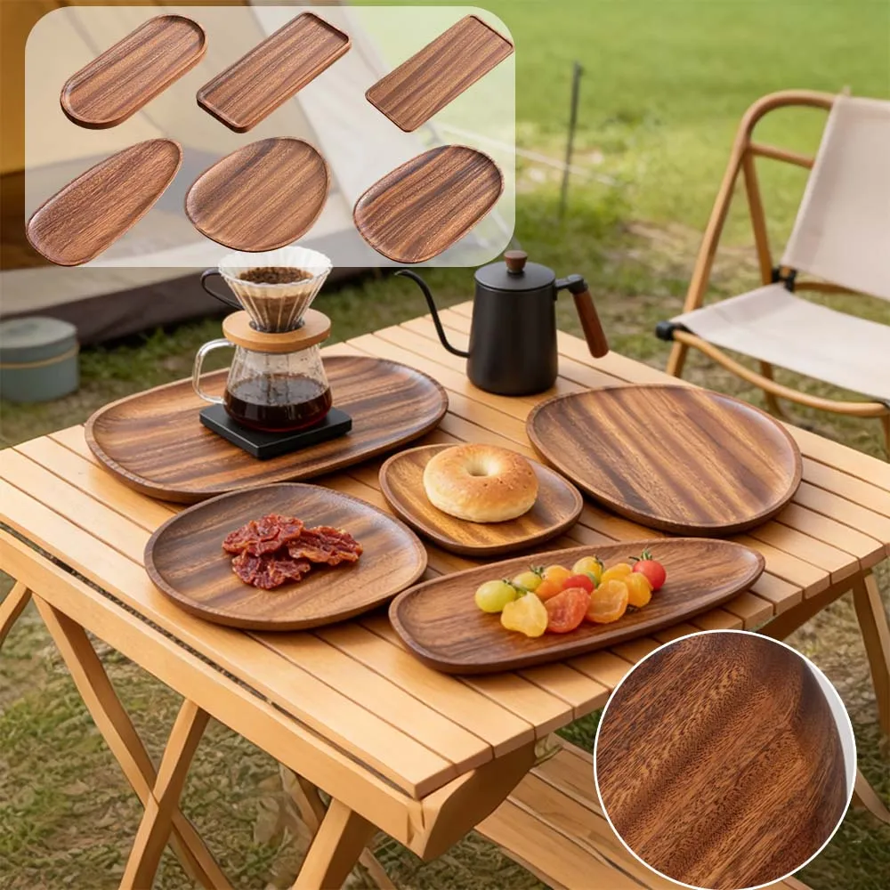 

Retro Wooden Round Serving Tray Pizza Salad Fruit Dessert Bread Plate Snack Container Wood Coasters for Coffee Tea Drinking Cups