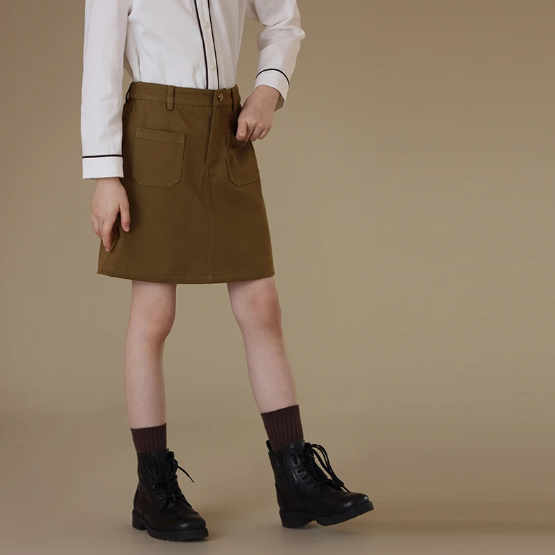 

Children's Clothing school skirt girls mother kids autumn leisure combed cotton washed twill A-line skirt female