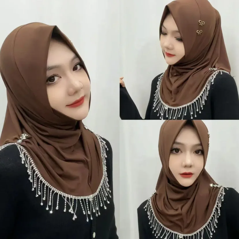 Muslim Hat Easy Hijabs for Women, Tassels Chains, Luxury Wears