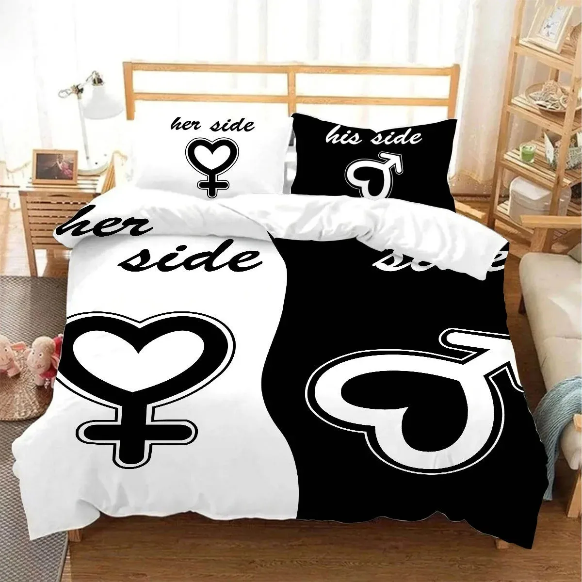 set-copripiumino-stampato-per-coppie-con-motivo-re-e-regina-design-romantico-con-cuore-e-corona-e-design-minimalista-per-dolcezza-ed-eleganza