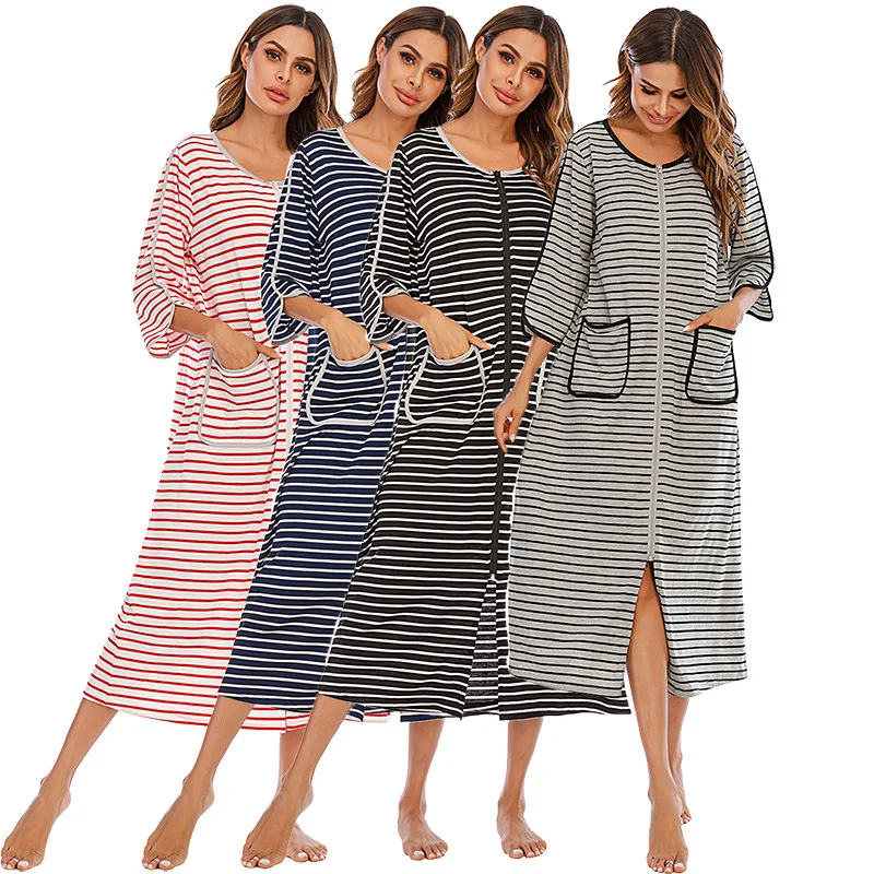 2024 moda europea e americana abbigliamento donna primavera ed estate nuova camicia con cerniera da donna pigiama loungewear