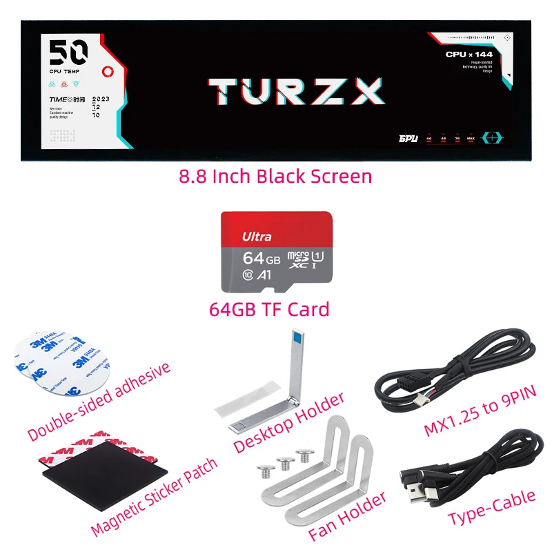 TURZX 8.8 Inch Smart Display USB Secondary Screen Type-C Desktop