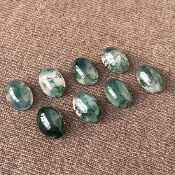 1pc Natural Moss Agate Oval Cabochon Bead Loose Stone Quartz Crystals Healing DIY Jewelry Making for Rings Home Room Decor 14*10