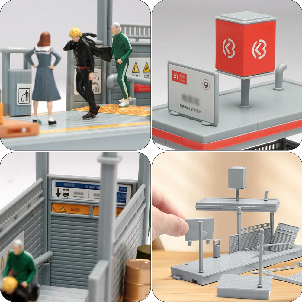 1/64 scala HO modello di edificio stazione ferroviaria piattaforma modello treno scena display tavolo di sabbia paesaggio kit di layout modello fai da te