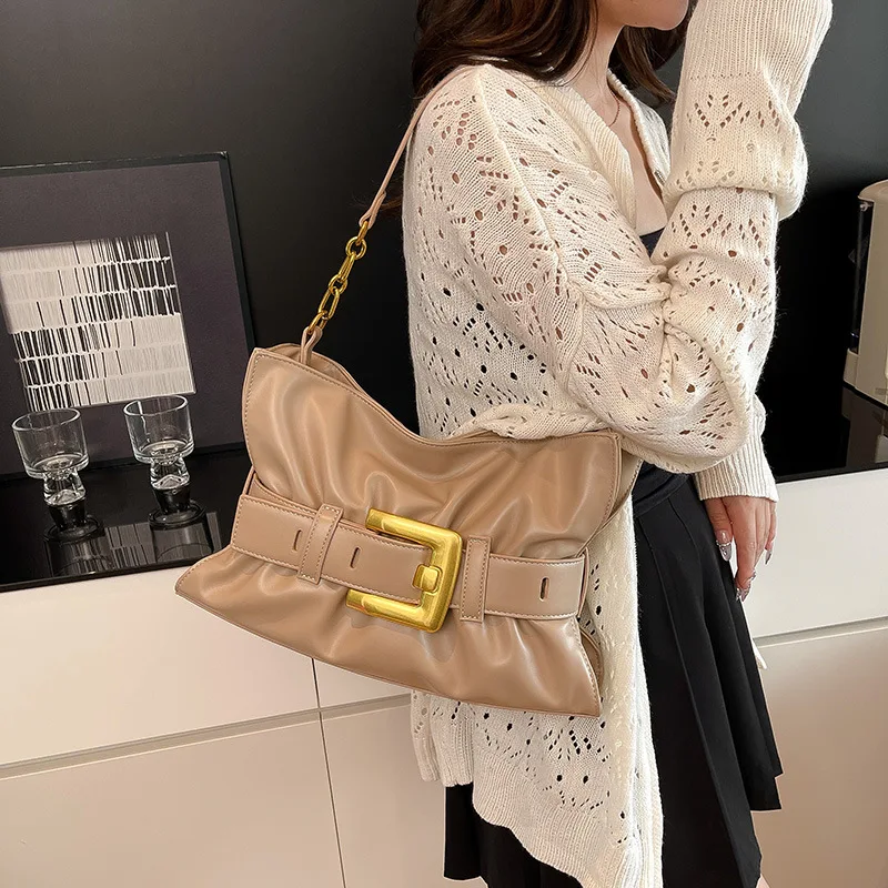 

2025 Aesthetic Tote Bag, Square Buckle Underarm Purse for Women, Sweet Design Shoulder Bag, Minimalist Crossbody, Day to Night