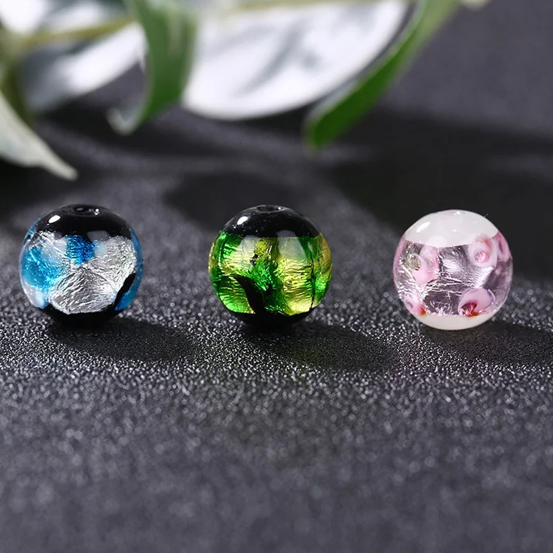 2pcs Fashion Multi-color Japanese-style Color Dots Glazed Spacer Colorful Colored Foil Beads for Jewelry Making Diy Accessories