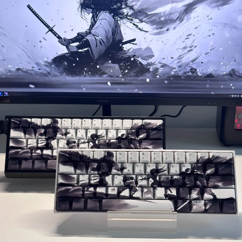 

Ninja Theme Keycap Set 99Key PBT Custom Ink Painting Original Keyboard Cap Cherry Profile Gaming Key Cap for Mechanical Keyboard