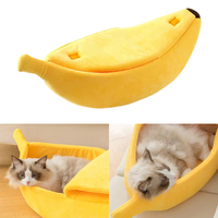 Semi Closed Banana Cat Nest Plush Warm Fun Cute Soft Comfortable Dog Mattress Portable Durable Breathable Easy Wash Pet Supplies