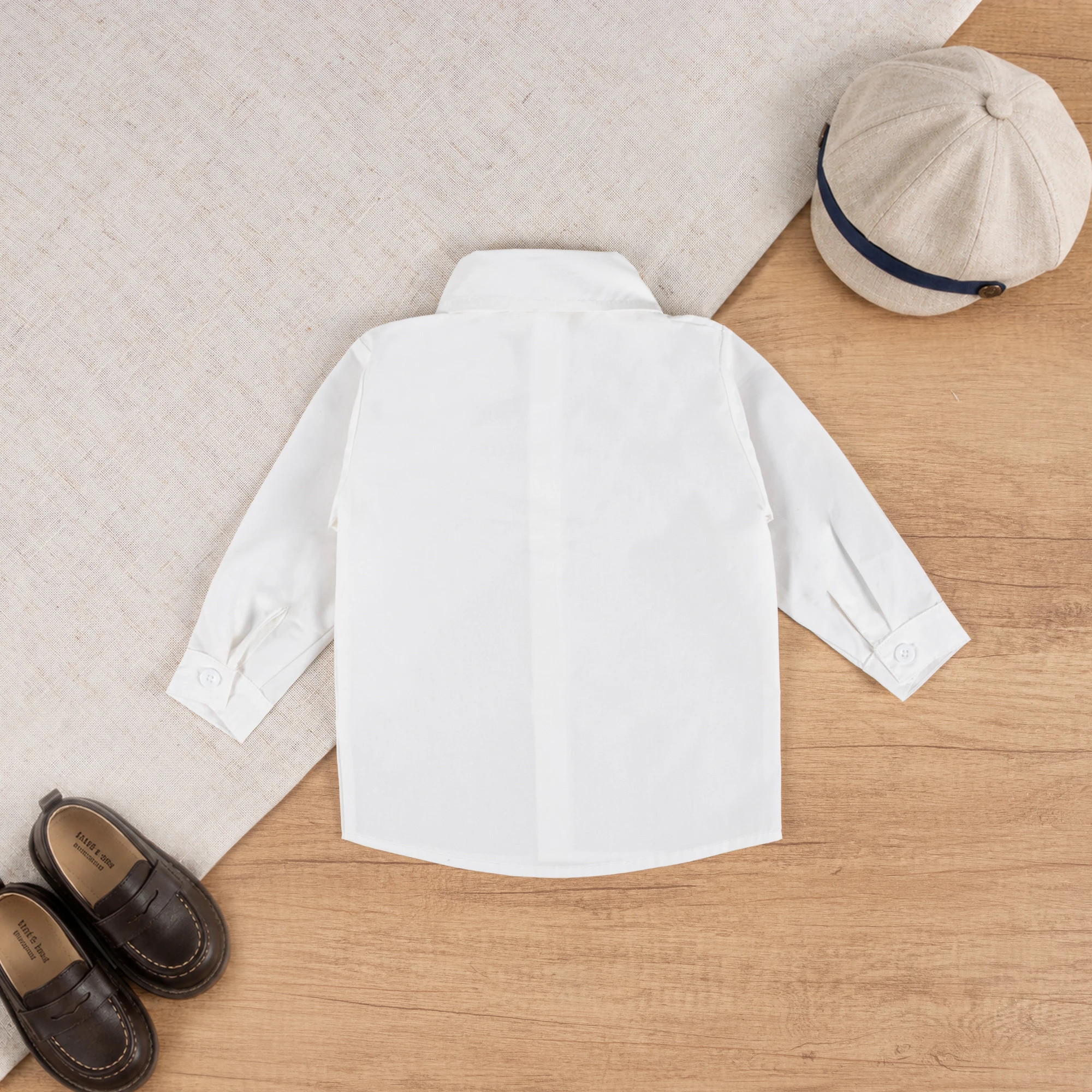 1 2 3 4 5 6 Jahre Klassisches weißes Hemd mit Schleife, Jungen Gentleman Langarmkleidung, weiche Baumwolle für Kinder, Alltags- und Geburtstagskleidung – Detail 5