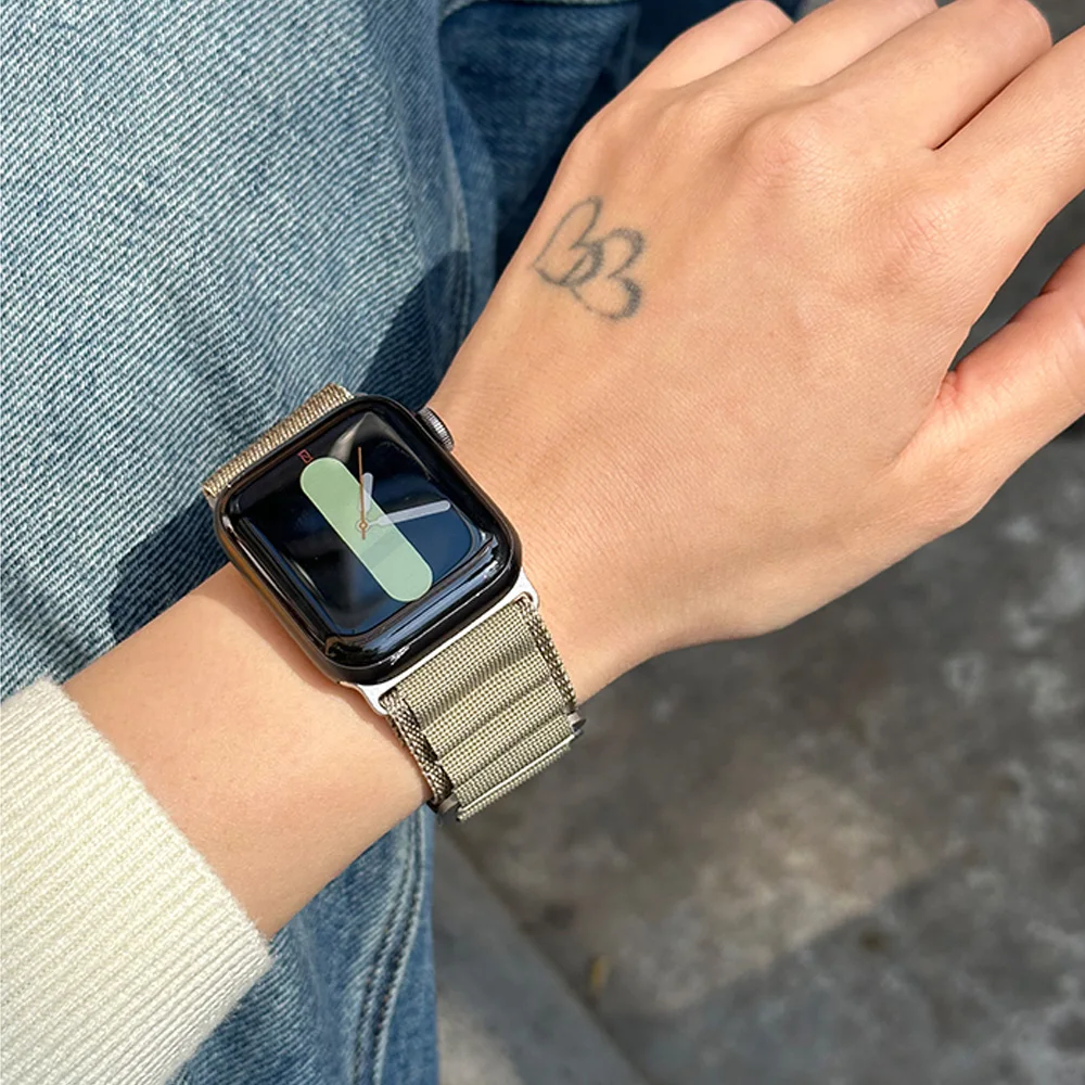 جبال الألب حلقة حزام ل سوار ساعة أبل الترا 49 مللي متر 10 46 مللي متر 44 مللي متر 40 مللي متر 42 مللي متر 41 مللي متر 45 مللي متر سوار معدني iwatch SE سلسلة 9/5/7/4/3/8/6