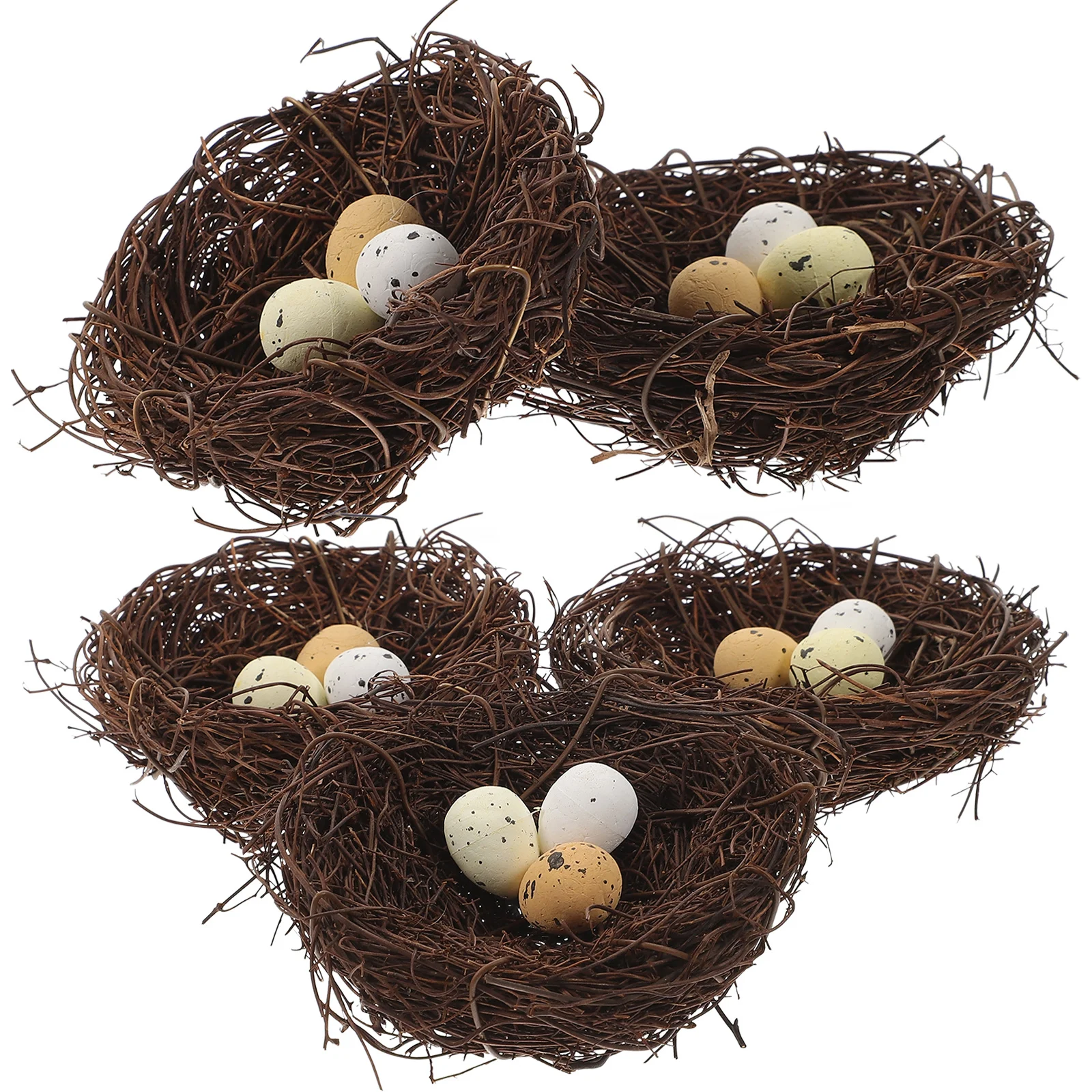 

5Pcs Plastic Table Decor Woven Bird Nest Resin Craft for Garden Yard Decor Birds Nest Adornment Natural Style Landscape
