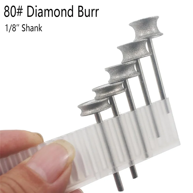 

【People Favorite】Concave Arc Diamond Burs-5 Pieces, 1/8" Shank Coarse Grit Diamond Mounted Engraving Bits(80#)