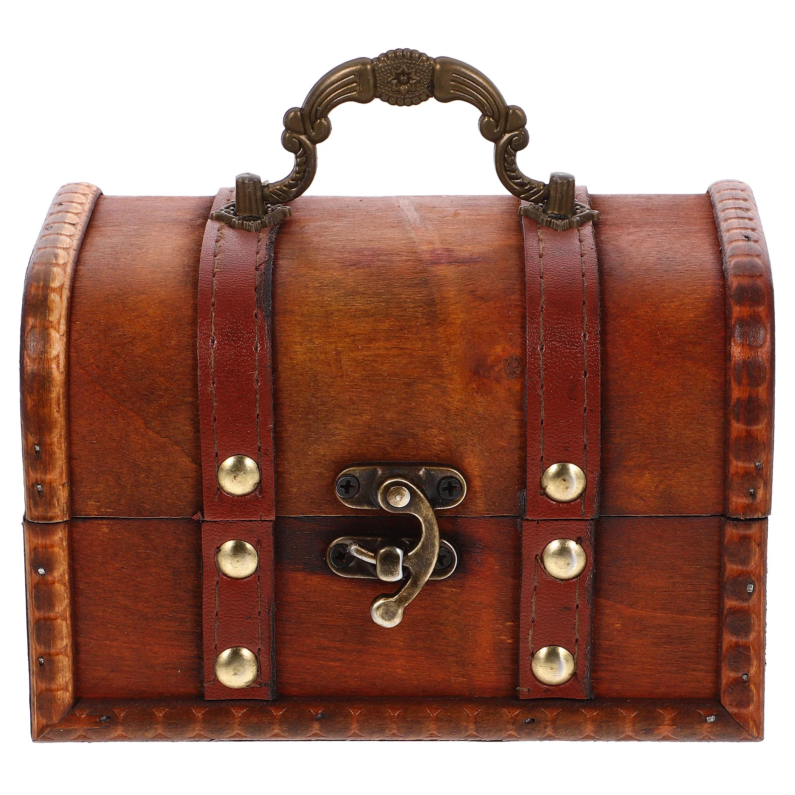 

Wooden Treasure Chest Retro Trinket Case Jewelry Organizer Storage Piggy Bank Container Vintage Money