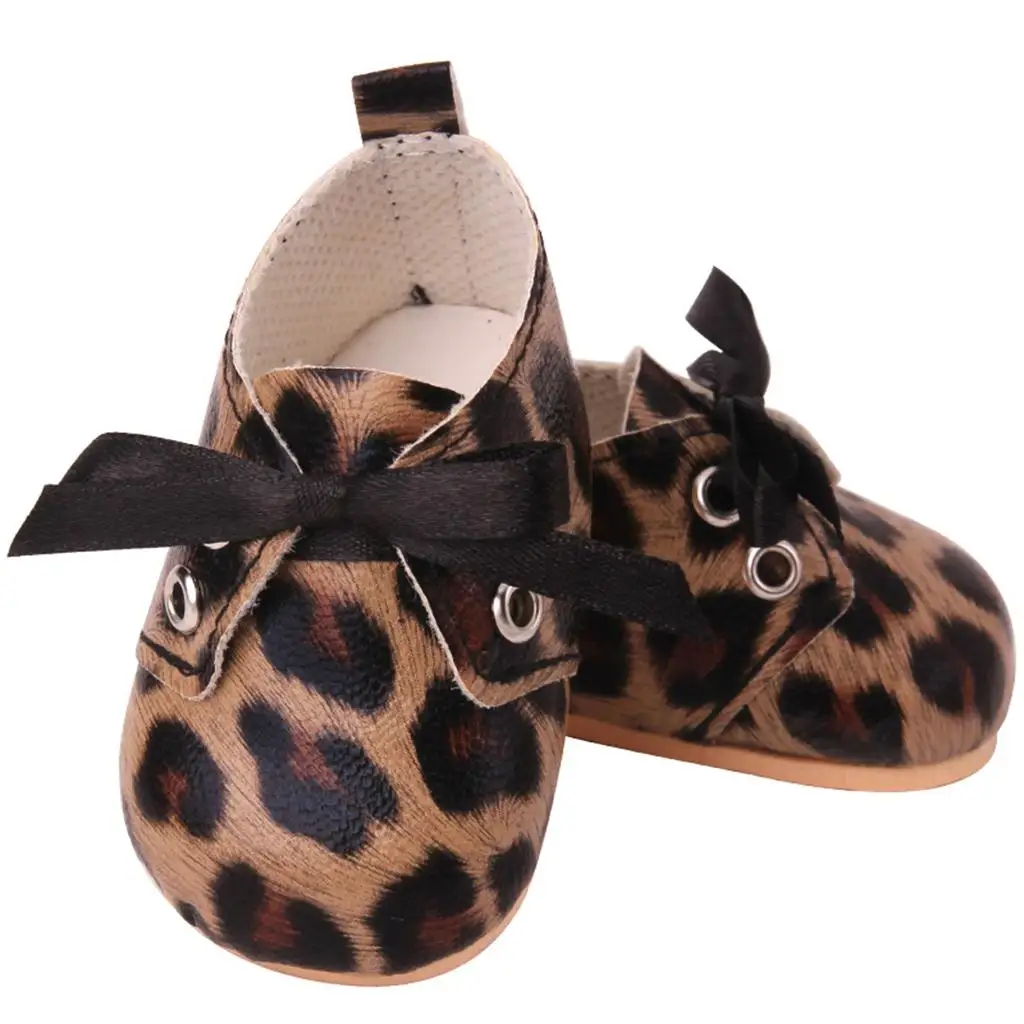 Leopard Print Lace Up Shoes for 18 Inch American Girls Dress Up