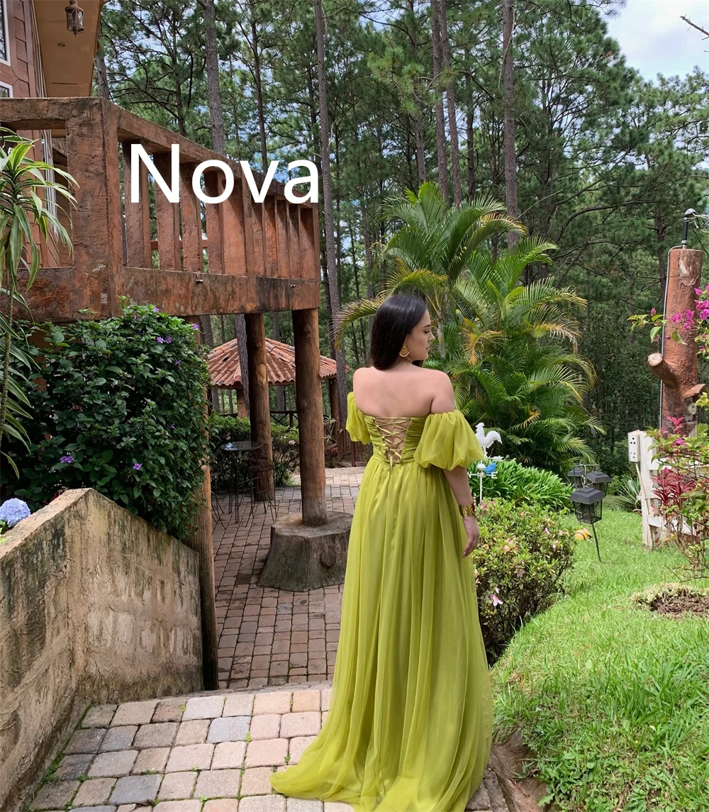 

Customized Exquisite Green Tulle Celebrity Gowns Elegant Strapless Evening Dress Temperament Lace Up Back Vestido De Festa