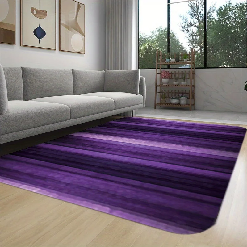 Purple Striped Area Rug Living Room Decorative Carpet Anti-slip Floormat Bedroom Home Rugs Fashionable and Minimalist Carpet