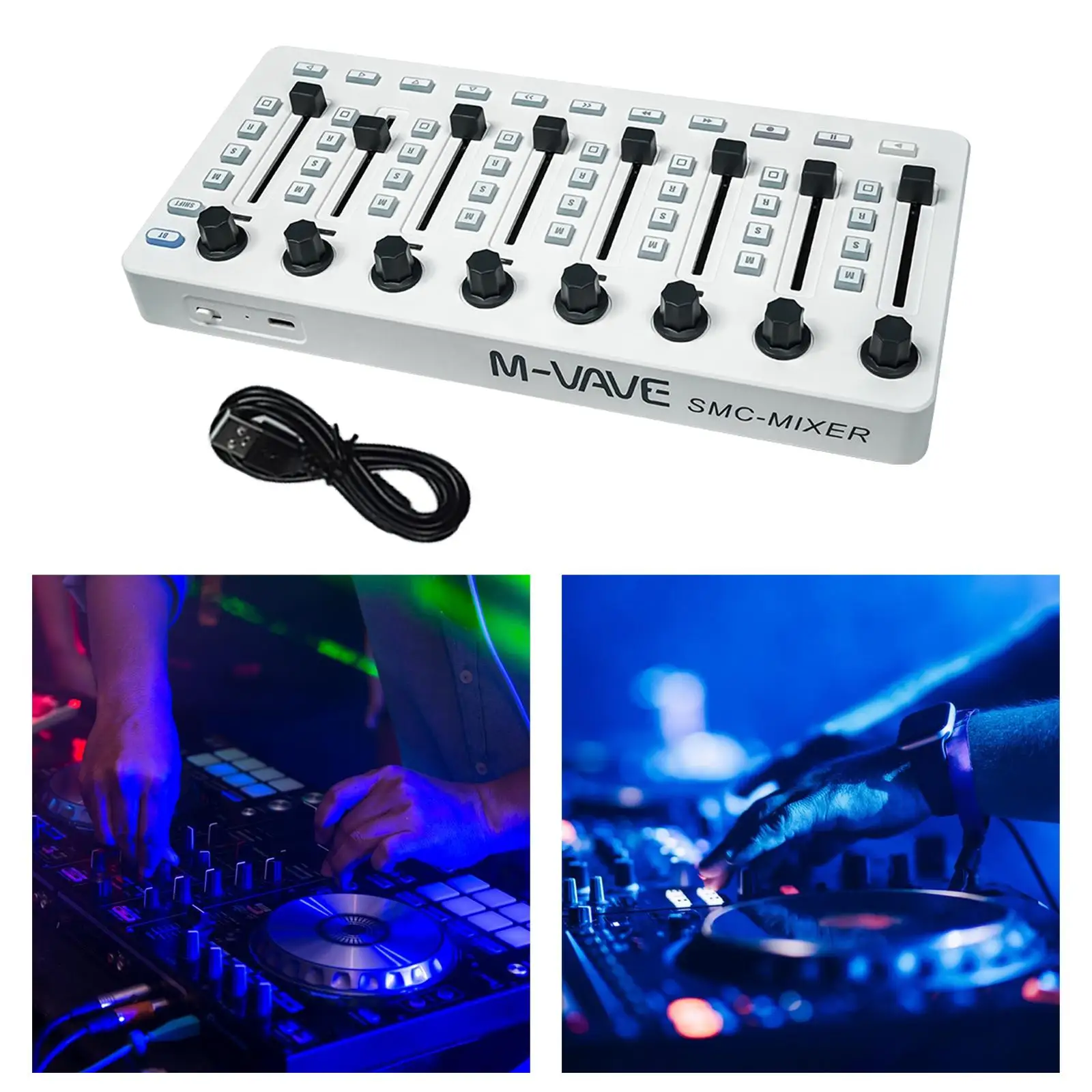 MIDI Controller Mixer Easy to Use 8 Knobs Lightweight 8 Assignable Control Actuator USB Controller MIDI Mixing Console Portable