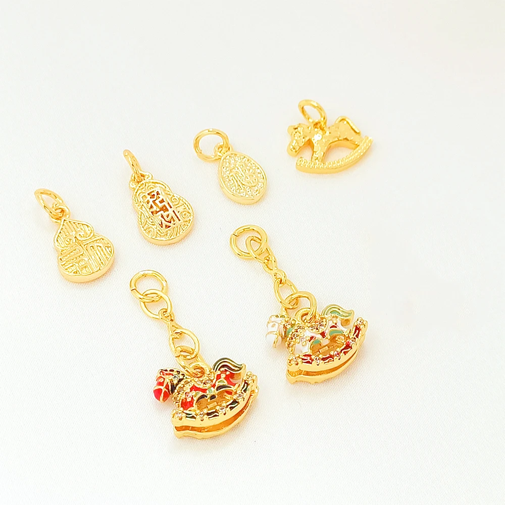 

Латунь с покрытием из настоящего золота, циркон, инкрустированная монетой в стиле ретро тыквы, деревянная подвеска в виде лошади, аксессуары для самостоятельного изготовления ювелирных изделий, материалы